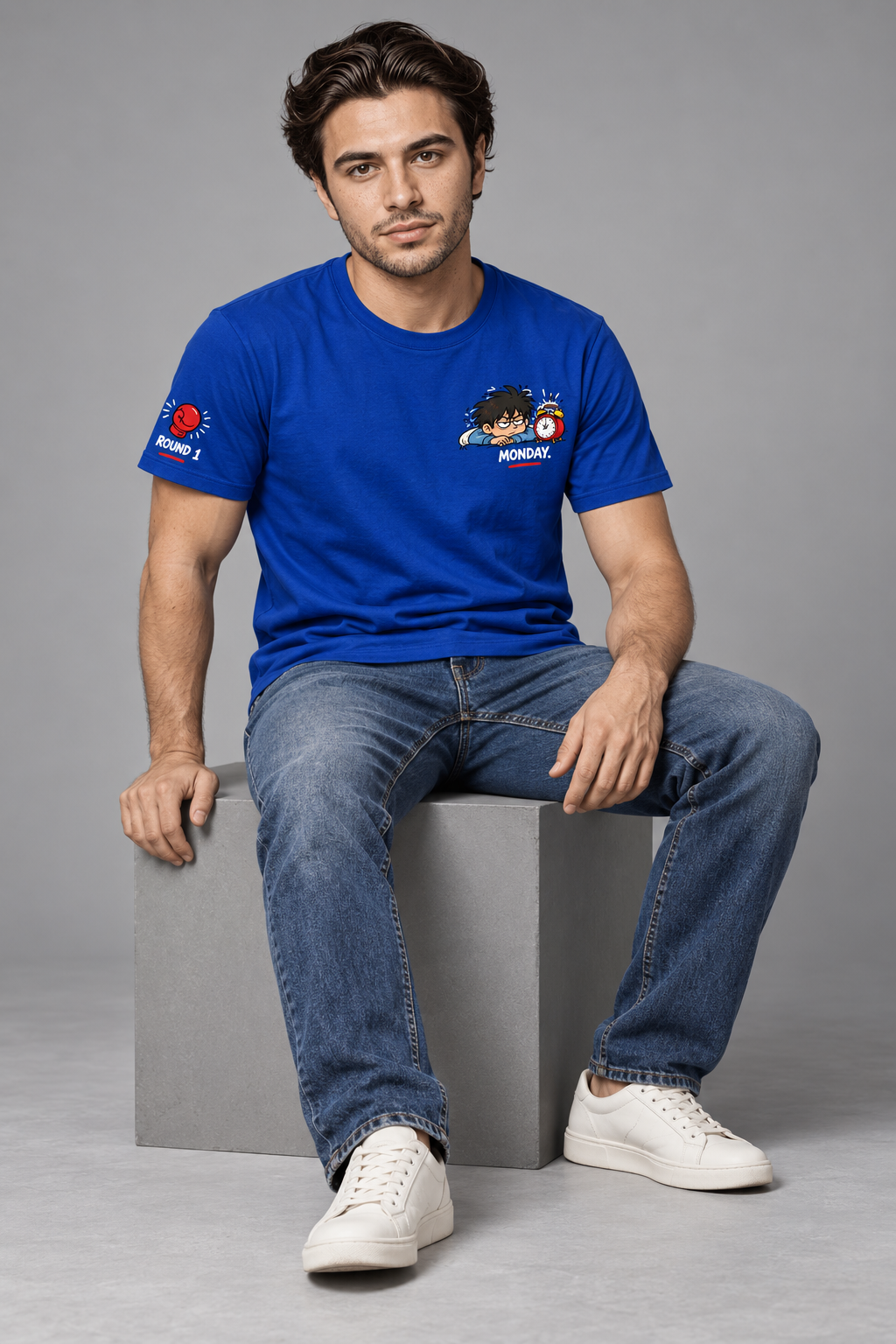 royal blue|sitting front